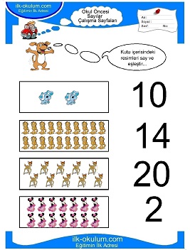 Çocuklar İçin sayı Çalışma Sayfaları 